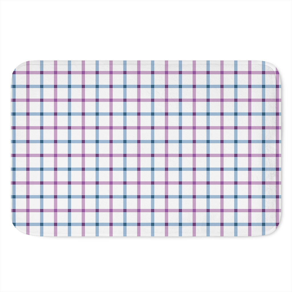 Blue And Purple Tattersall Pattern Print Indoor Door Mat