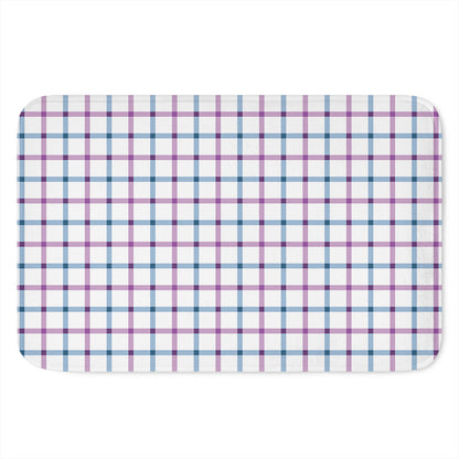 Blue And Purple Tattersall Pattern Print Indoor Door Mat