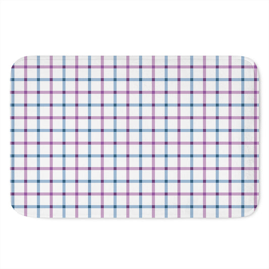 Blue And Purple Tattersall Pattern Print Indoor Door Mat