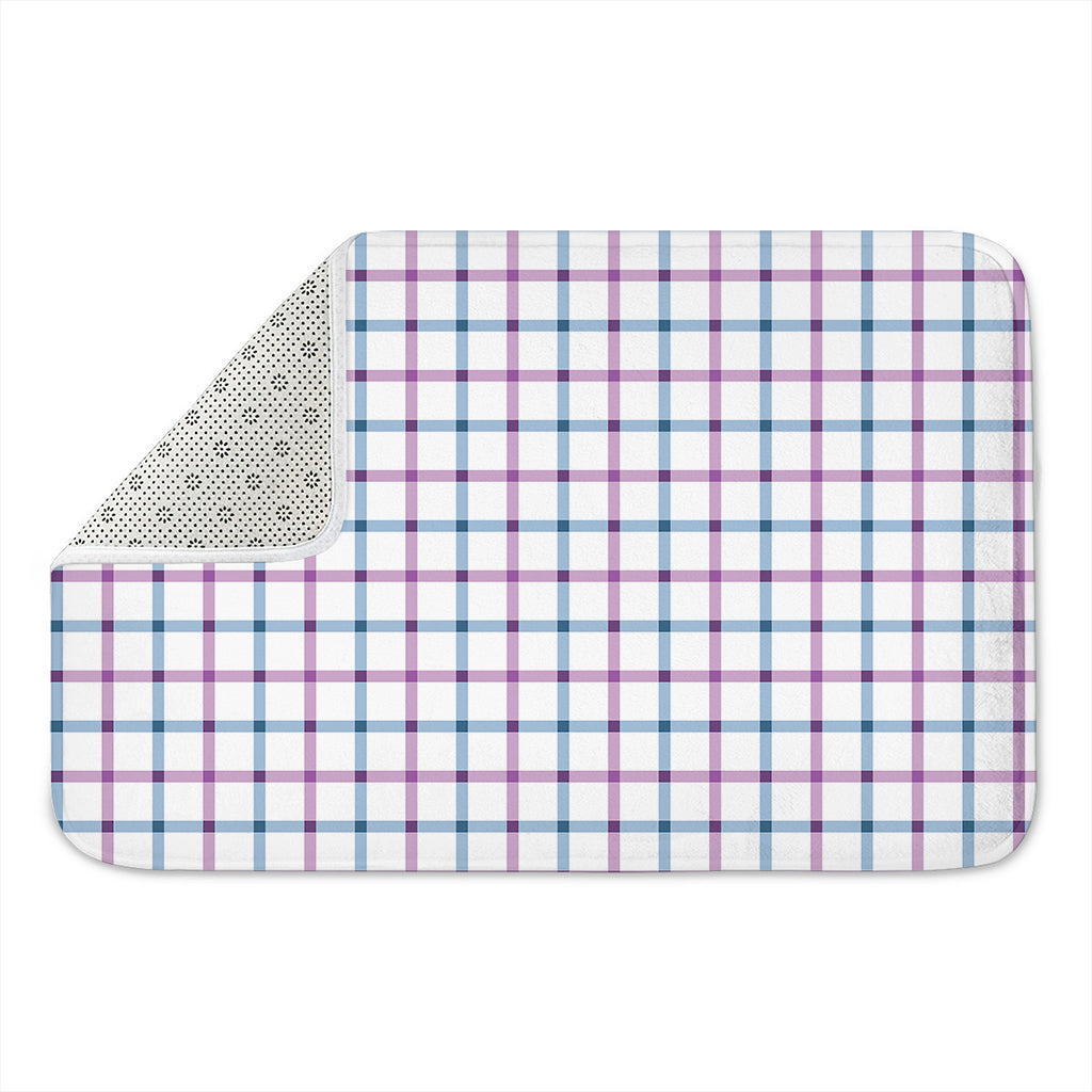 Blue And Purple Tattersall Pattern Print Indoor Door Mat