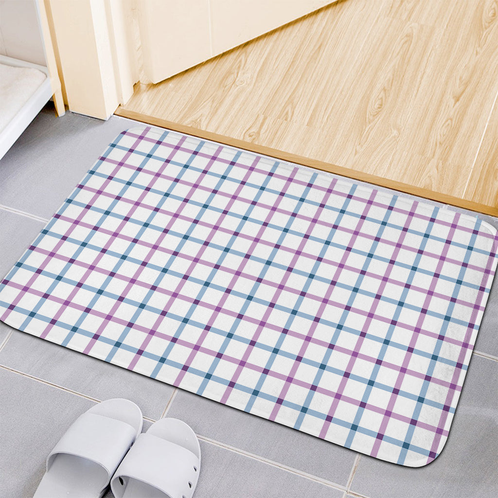 Blue And Purple Tattersall Pattern Print Indoor Door Mat