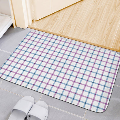 Blue And Purple Tattersall Pattern Print Indoor Door Mat