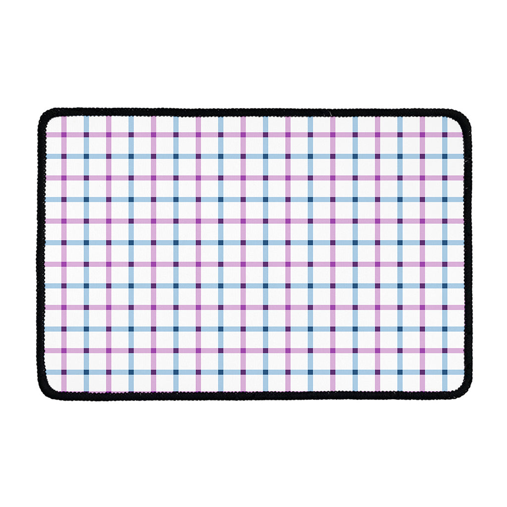 Blue And Purple Tattersall Pattern Print Kitchen Mat