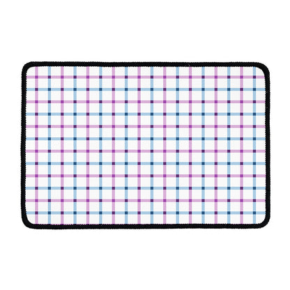 Blue And Purple Tattersall Pattern Print Kitchen Mat