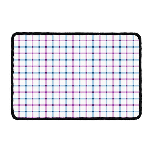 Blue And Purple Tattersall Pattern Print Kitchen Mat