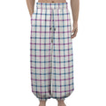 Blue And Purple Tattersall Pattern Print Lantern Pants