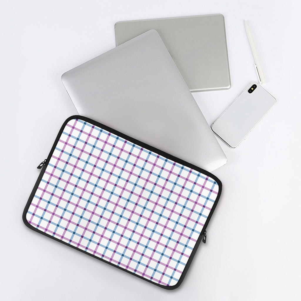 Blue And Purple Tattersall Pattern Print Laptop Sleeve