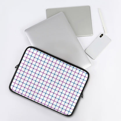 Blue And Purple Tattersall Pattern Print Laptop Sleeve