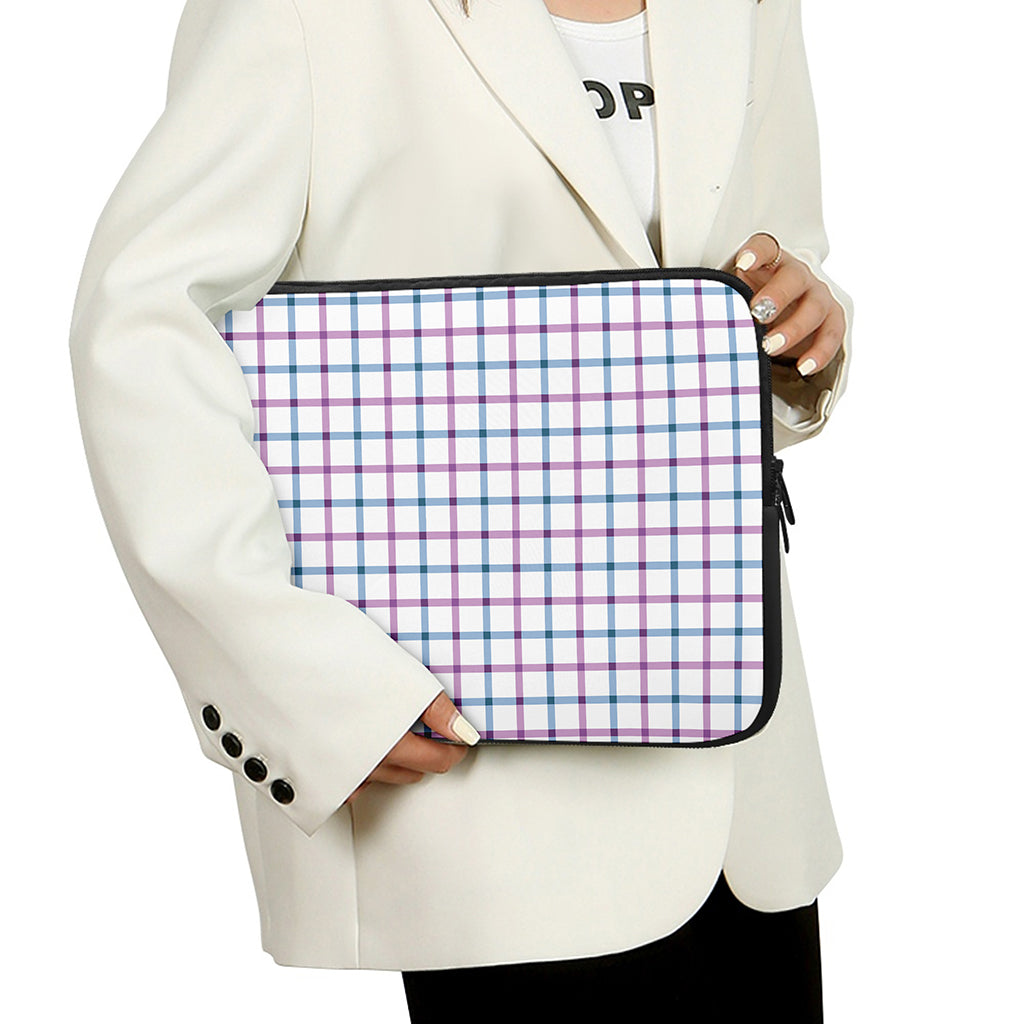 Blue And Purple Tattersall Pattern Print Laptop Sleeve