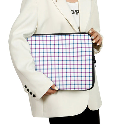 Blue And Purple Tattersall Pattern Print Laptop Sleeve
