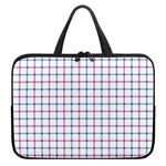 Blue And Purple Tattersall Pattern Print Laptop Sleeve With Handle