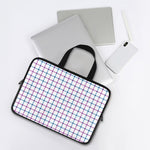 Blue And Purple Tattersall Pattern Print Laptop Sleeve With Handle