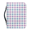 Blue And Purple Tattersall Pattern Print Leather Bible Cover