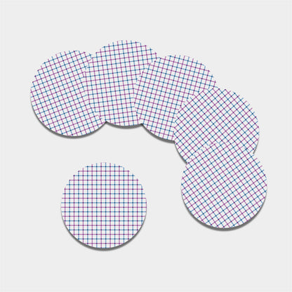 Blue And Purple Tattersall Pattern Print Leather Coaster Set
