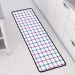 Blue And Purple Tattersall Pattern Print Long Kitchen Mat