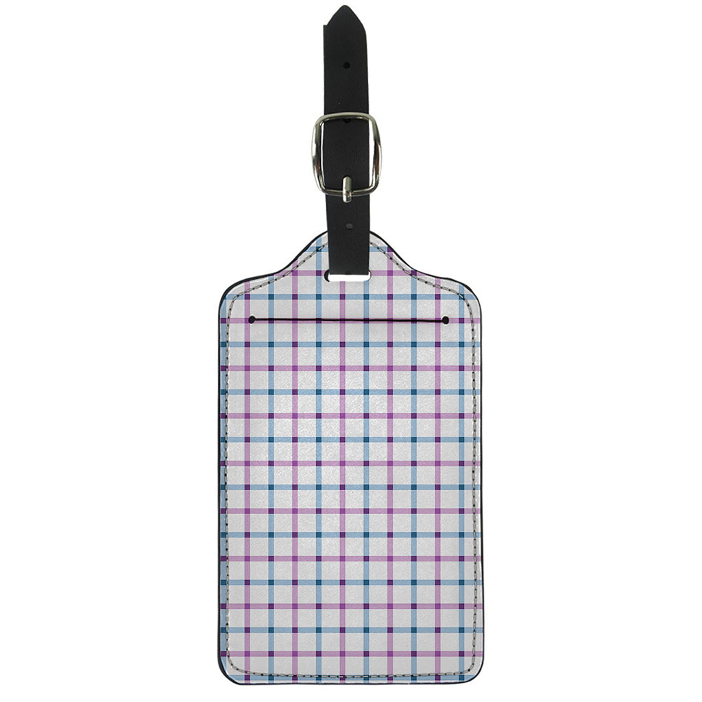 Blue And Purple Tattersall Pattern Print Luggage Tag