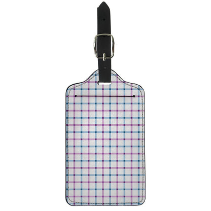 Blue And Purple Tattersall Pattern Print Luggage Tag