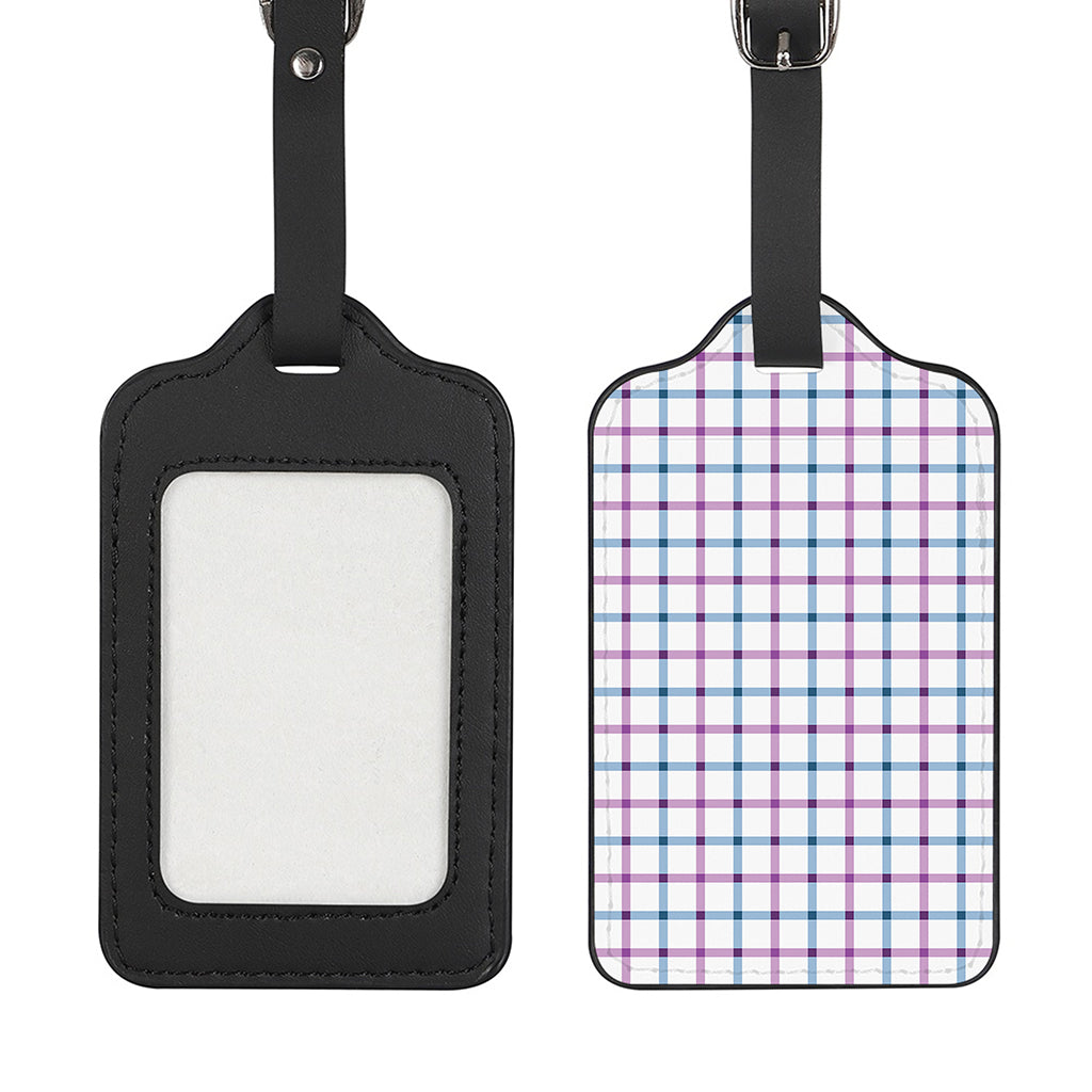 Blue And Purple Tattersall Pattern Print Luggage Tag