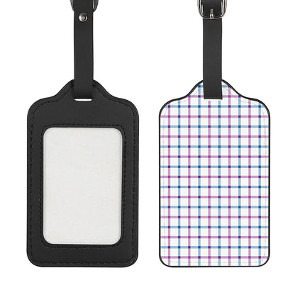 Blue And Purple Tattersall Pattern Print Luggage Tag