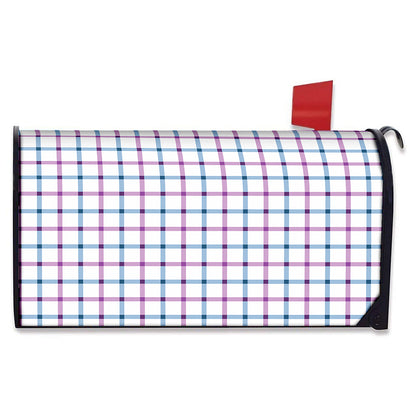 Blue And Purple Tattersall Pattern Print Mailbox Cover
