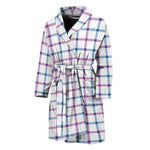 Blue And Purple Tattersall Pattern Print Men's Bathrobe