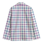 Blue And Purple Tattersall Pattern Print Men's Blazer