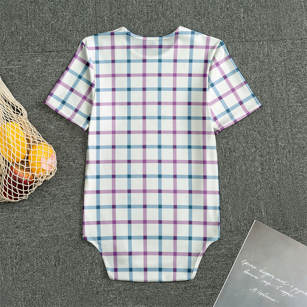 Blue And Purple Tattersall Pattern Print Men's Bodysuit