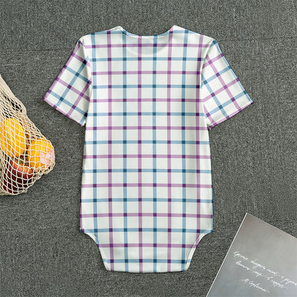 Blue And Purple Tattersall Pattern Print Men's Bodysuit