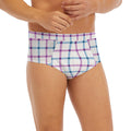 Blue And Purple Tattersall Pattern Print Men's Briefs