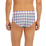 Blue And Purple Tattersall Pattern Print Men's Briefs