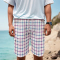 Blue And Purple Tattersall Pattern Print Men's Cargo Shorts