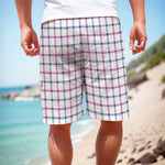 Blue And Purple Tattersall Pattern Print Men's Cargo Shorts