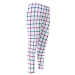 Blue And Purple Tattersall Pattern Print Men's Compression Pants