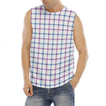 Blue And Purple Tattersall Pattern Print Men's Fitness Tank Top