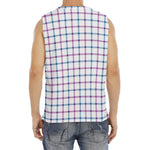 Blue And Purple Tattersall Pattern Print Men's Fitness Tank Top