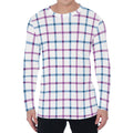 Blue And Purple Tattersall Pattern Print Men's Long Sleeve T-Shirt