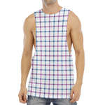 Blue And Purple Tattersall Pattern Print Men's Muscle Tank Top