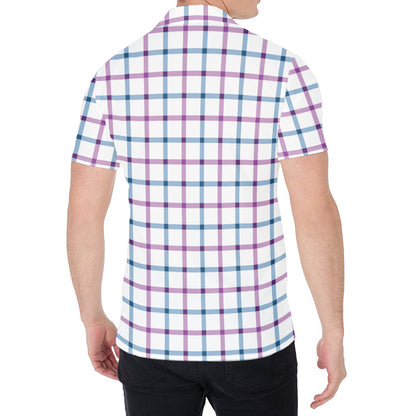 Blue And Purple Tattersall Pattern Print Men's Shirt