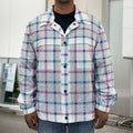 Blue And Purple Tattersall Pattern Print Men's Shirt Jacket
