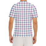 Blue And Purple Tattersall Pattern Print Men's Short Sleeve Rash Guard