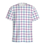 Blue And Purple Tattersall Pattern Print Men's Sports T-Shirt