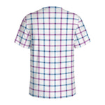 Blue And Purple Tattersall Pattern Print Men's Sports T-Shirt