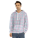 Blue And Purple Tattersall Pattern Print Men's Velvet Pullover Hoodie
