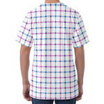 Blue And Purple Tattersall Pattern Print Men's Velvet T-Shirt
