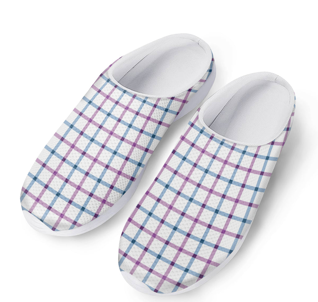 Blue And Purple Tattersall Pattern Print Mesh Casual Shoes
