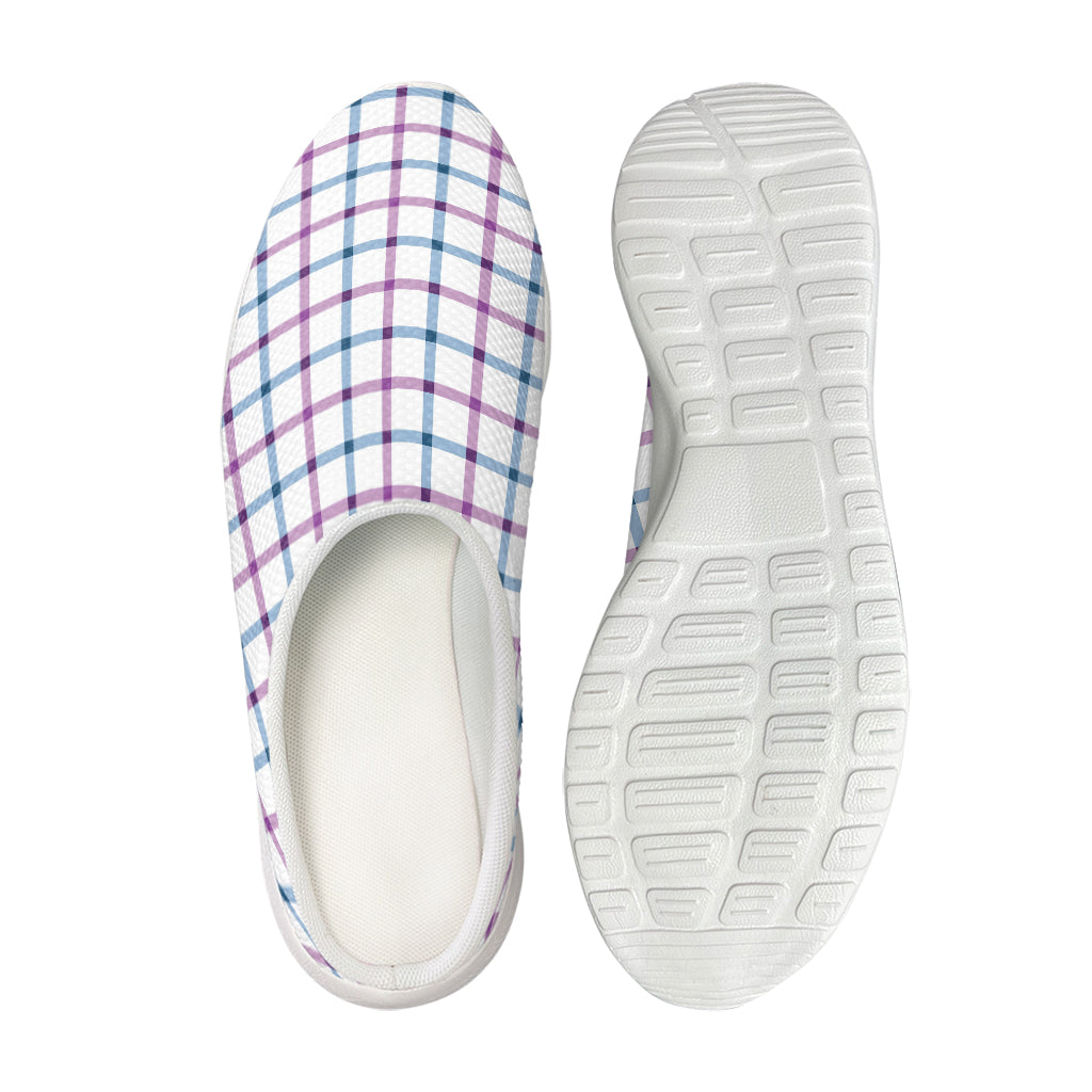 Blue And Purple Tattersall Pattern Print Mesh Casual Shoes