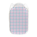 Blue And Purple Tattersall Pattern Print Mesh Laundry Hamper
