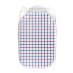Blue And Purple Tattersall Pattern Print Mesh Laundry Hamper