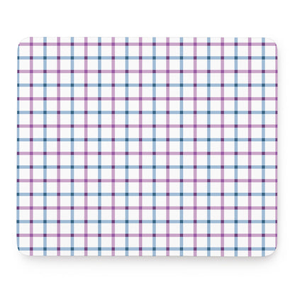 Blue And Purple Tattersall Pattern Print Mouse Pad