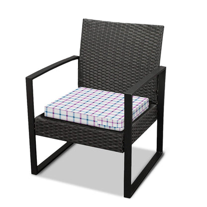 Blue And Purple Tattersall Pattern Print Outdoor Seat Cushion Cover